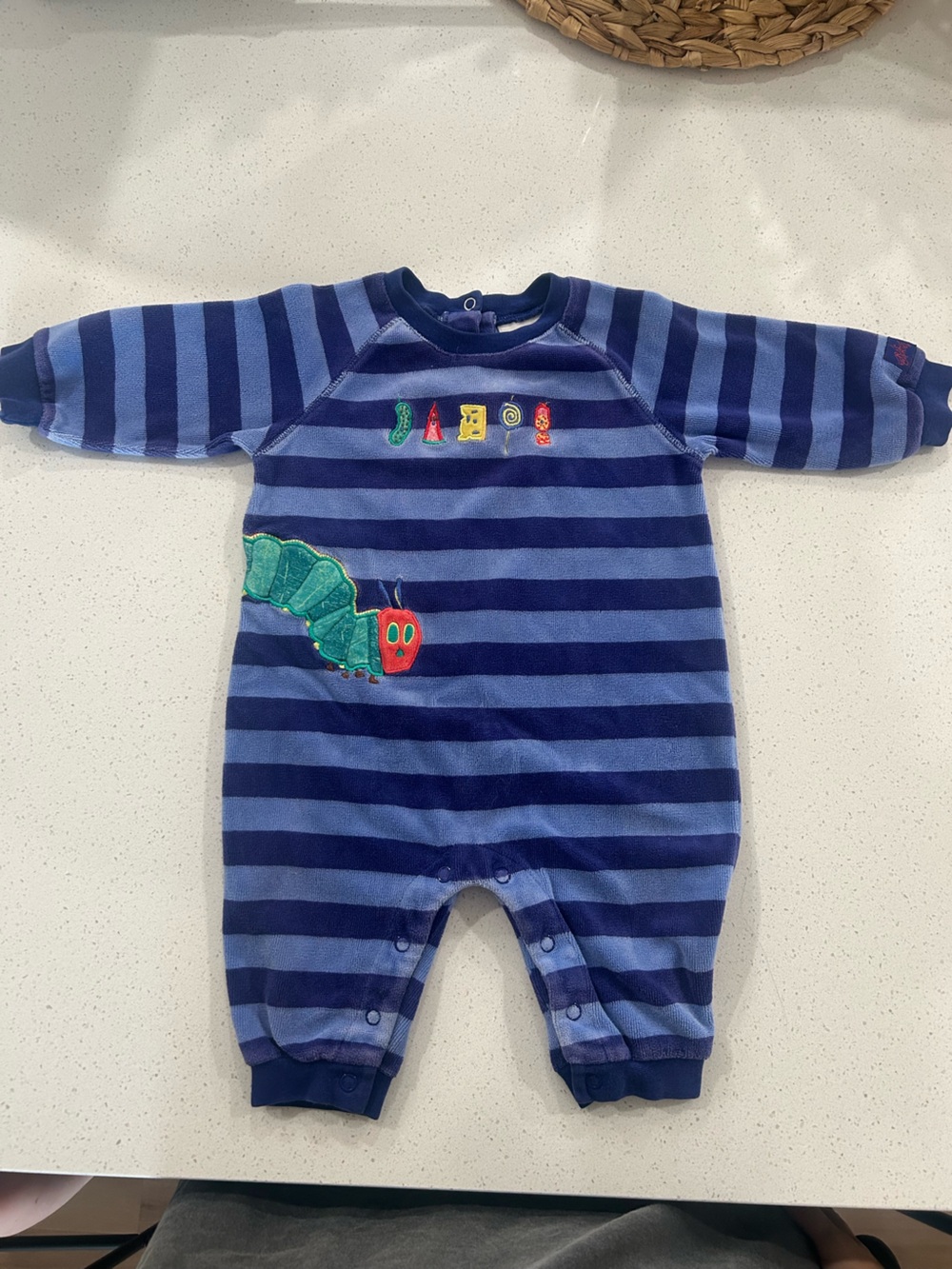 Vintage 90s Carters ‘The Very Hungry Caterpillar’ Eric Carle Velour Romper EUC